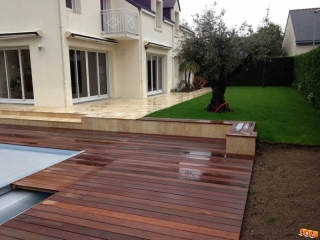 Aménagement extérieur particulier, construction d'une terrasse et plage de piscine à Nantes (44)