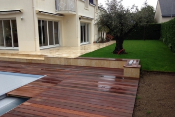Aménagement extérieur particulier, construction d'une terrasse et plage de piscine à Nantes (44)